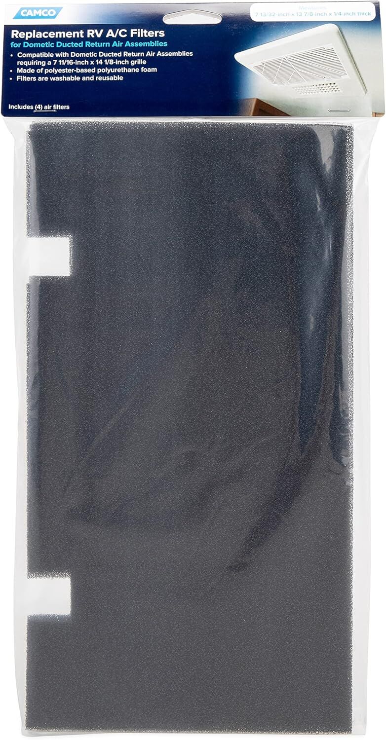 Camco RV A/C Air Filter Replacements, 7 11/16-In x 14 1/8-In, 4-Pk