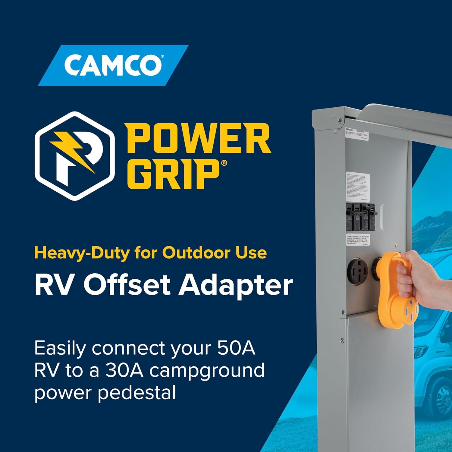 Camco Power Grip 30 AMP Male To 50 AMP Female Electrical Offset Adapter