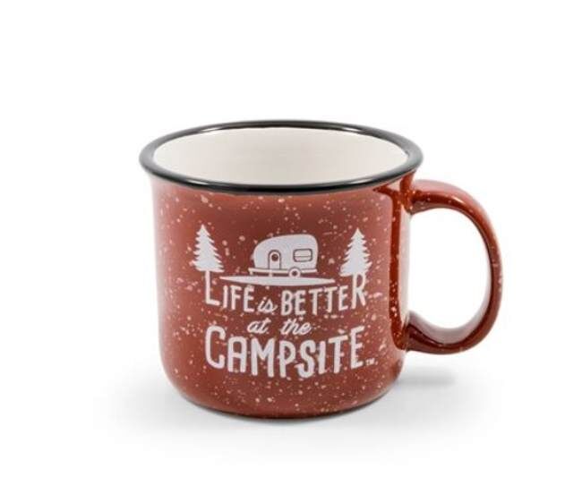 Camco Life Is Better At The Campsite Speckled Red Campfire Mug