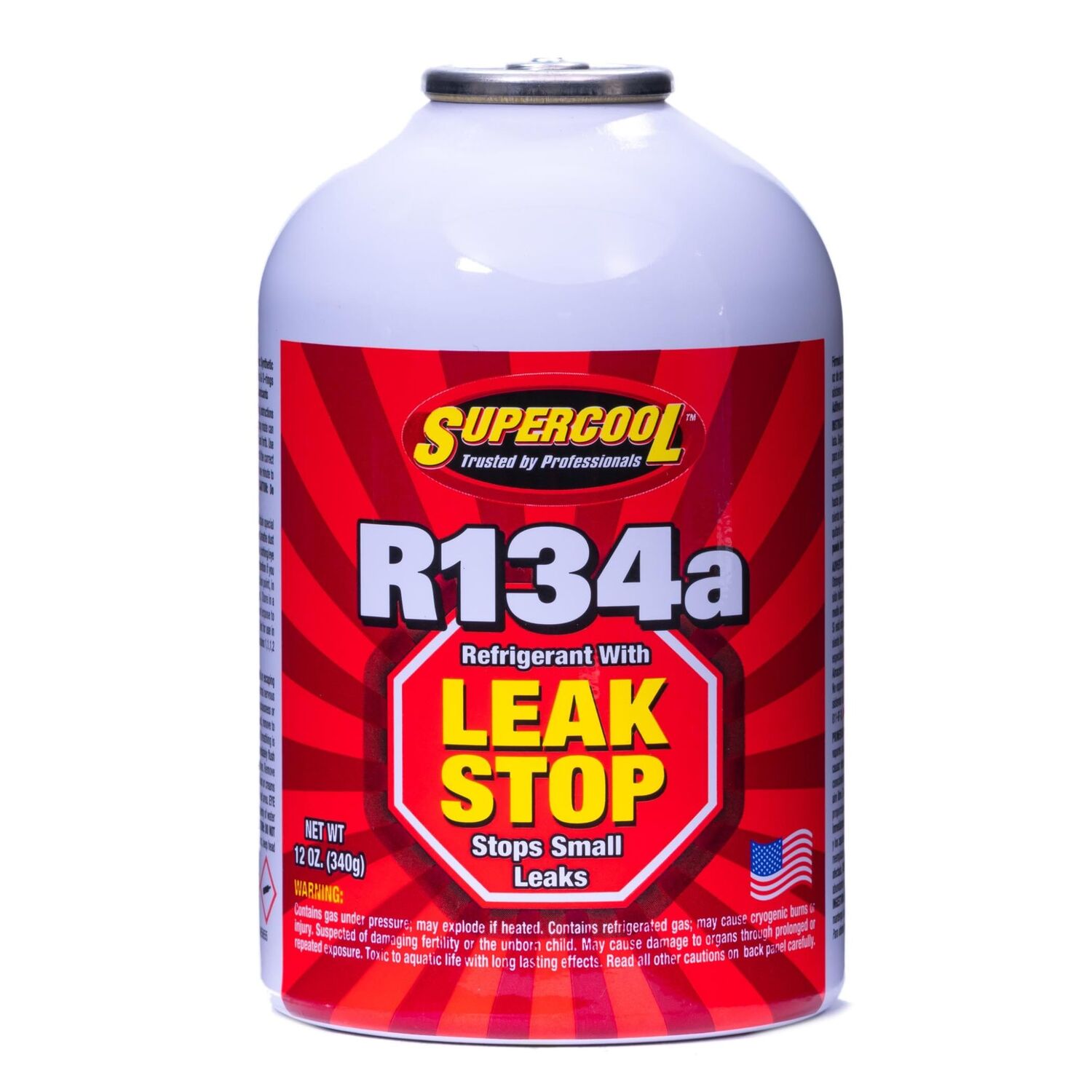 Supercool R134A Refrigerant with Leak Stop, 12-Oz - Fluids