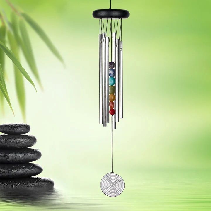 Woodstock Chimes Silver Chakra Chime, Seven Stones