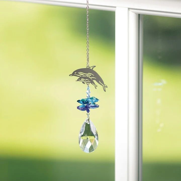Woodstock Chimes Crystal Fantasy Suncatcher, Dolphins