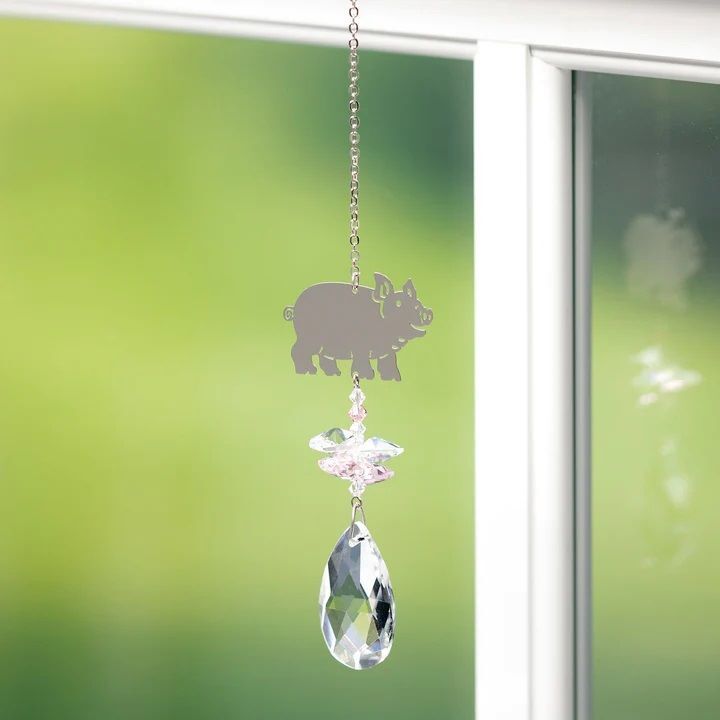 Woodstock Chimes Crystal Fantasy Suncatcher, Pig
