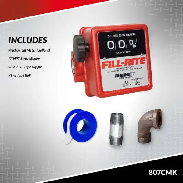 Fill-Rite 3-Digit Mechanical Fuel Transfer Meter, 5-20 GPM