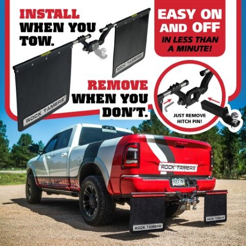 Rock Tamers Black Mudflap System, 2.5-In