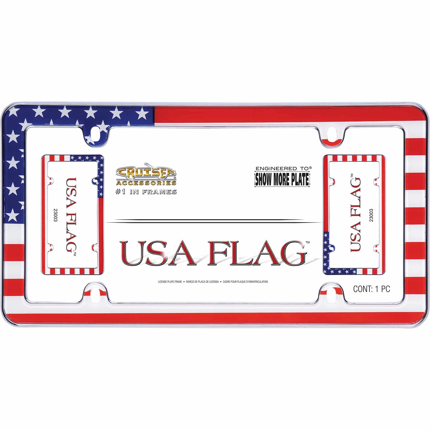 Cruiser Accessories USA Flag Chrome License Plate Frame