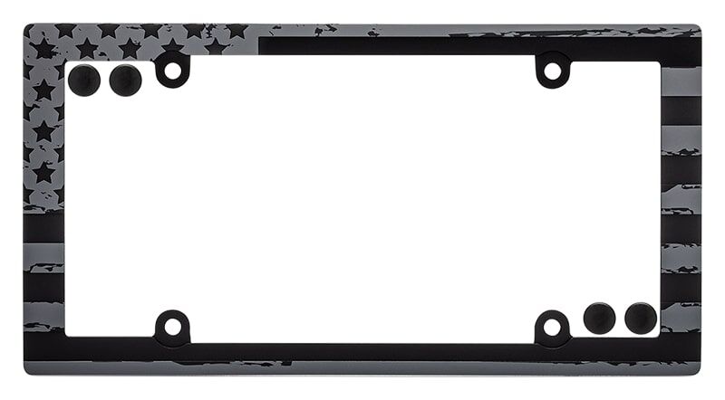 Cruiser Accessories Matte Black American Flag License Plate Frame With Fastener Caps