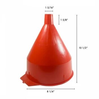 WirthCo Red Safety Polyethylene Funnel With Screen, 6-Qt