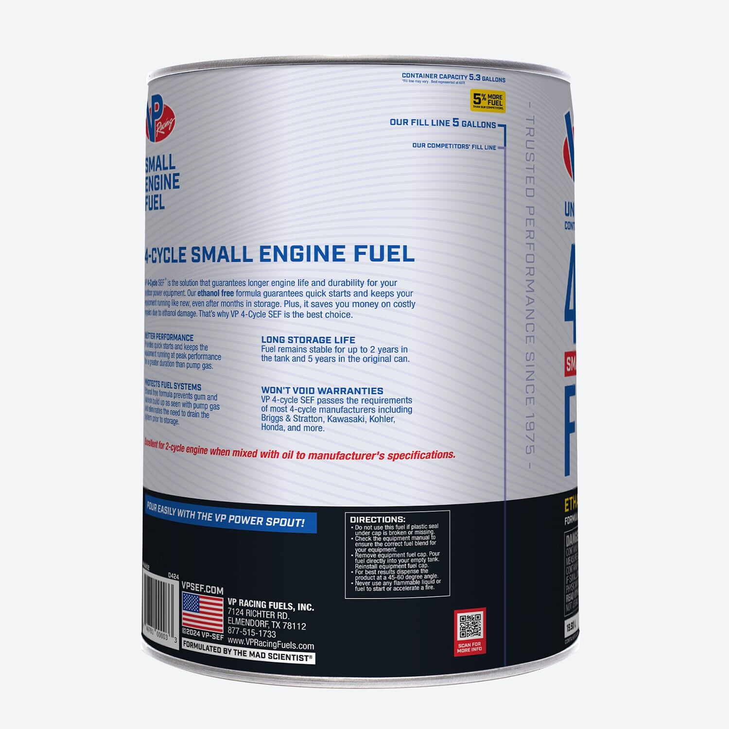 VP 4-Cycle Fuel: Ethanol-Free Small Engine Fuel, 5-Gal