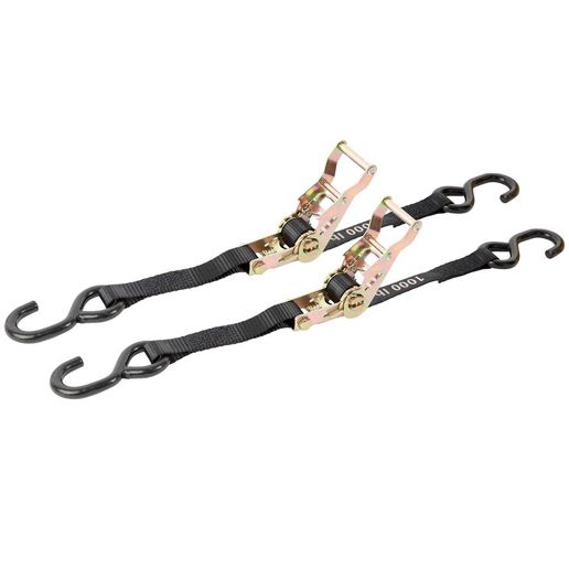 Erickson Heavy Duty Motorcycle Ratchet Straps, 1-In x 6-Ft, 3000-Lb, 2-Pk