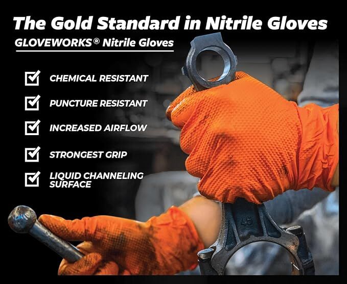 Gloveworks RDT Orange Nitrile  8-Mil Large Gloves