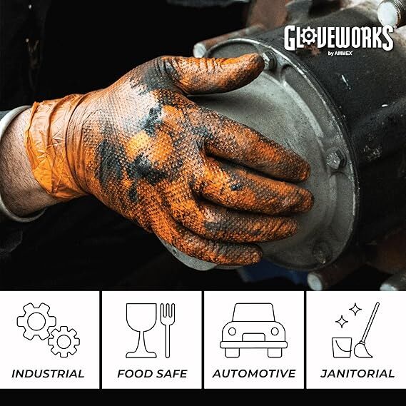 Gloveworks RDT Orange Nitrile  8-Mil Large Gloves