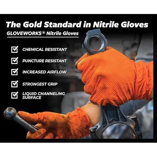 Gloveworks RDT Orange Nitrile  8-Mil XL Gloves