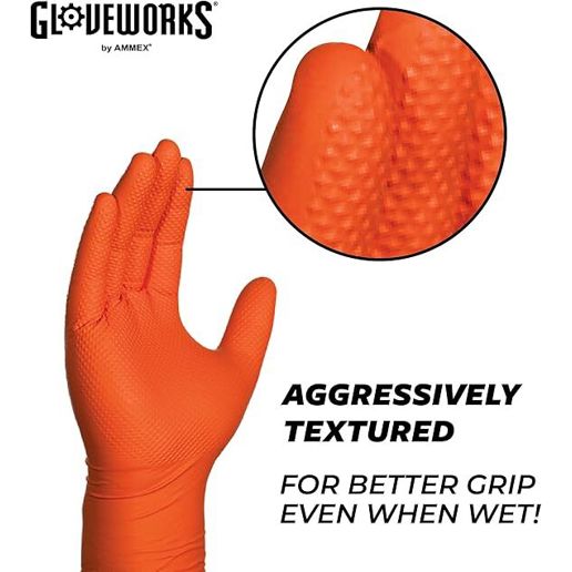 Gloveworks RDT Orange Nitrile  8-Mil XL Gloves