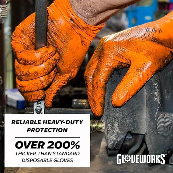 Gloveworks RDT Orange Nitrile  8-Mil XL Gloves