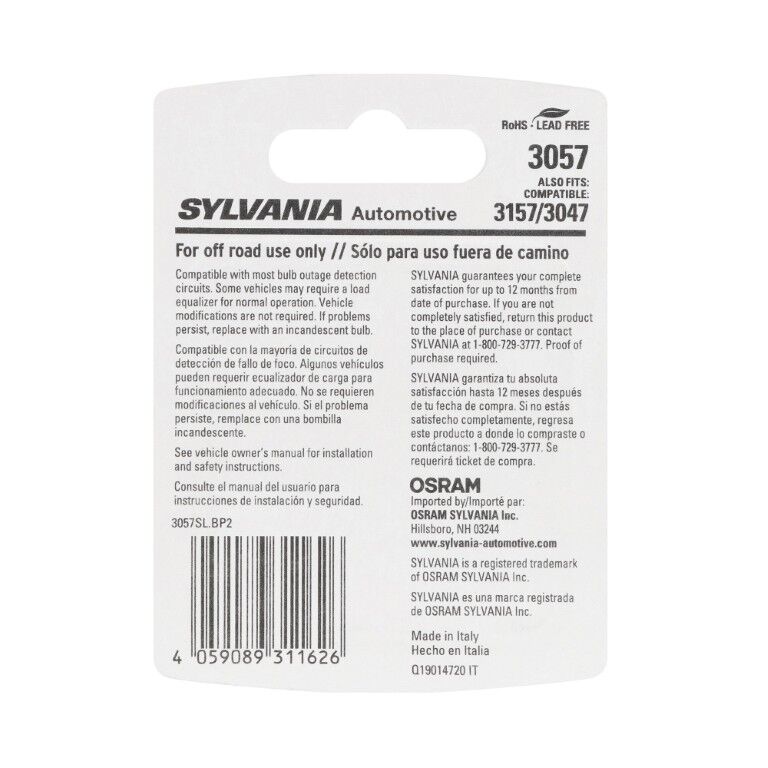 Sylvania Automotive 3057 White LED Mini Bulb, 2-Pk