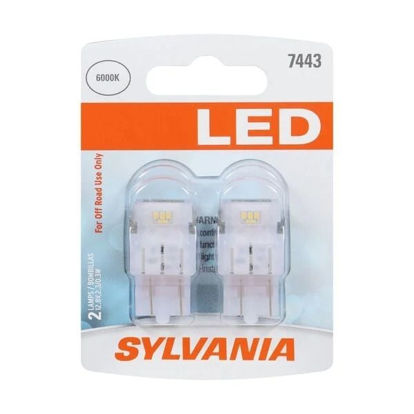 Sylvania 7443 White LED Mini Bulb, 2-Pk