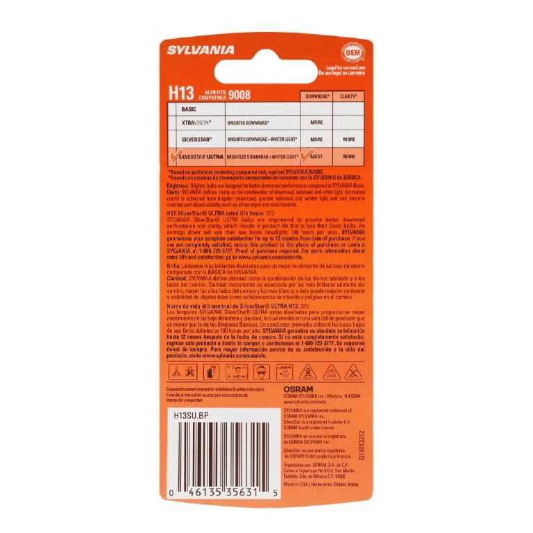Sylvania SilverStar Ultra H13 Halogen Headlight Bulb