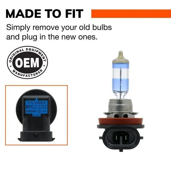 Sylvania H11 SilverStar ULTRA Halogen Headlight Bulb, 2-Pk