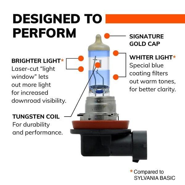 Sylvania H11 SilverStar ULTRA Halogen Headlight Bulb, 2-Pk
