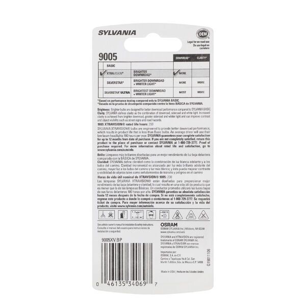 SYLVANIA 9005 XtraVision Halogen Headlight Bulb