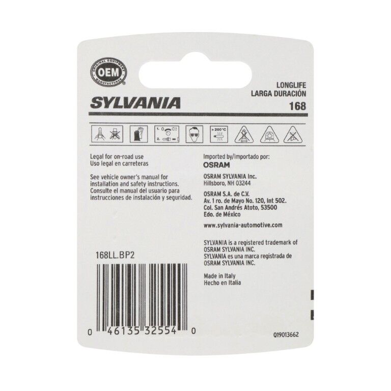 Sylvania Automotive 168 White Long Life LED Mini Bulb, 2-Pk