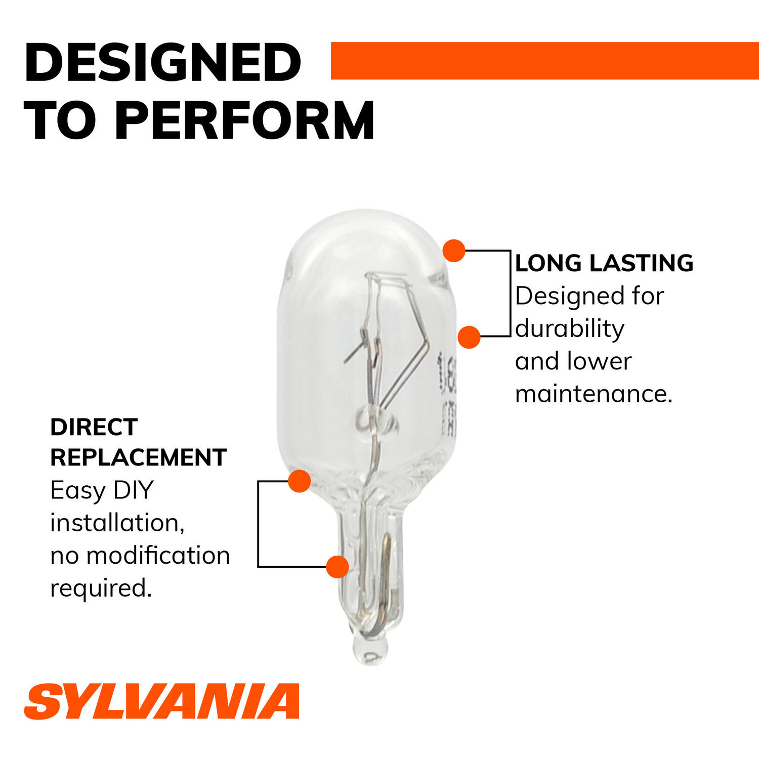 Sylvania Automotive 168 White Long Life LED Mini Bulb, 2-Pk