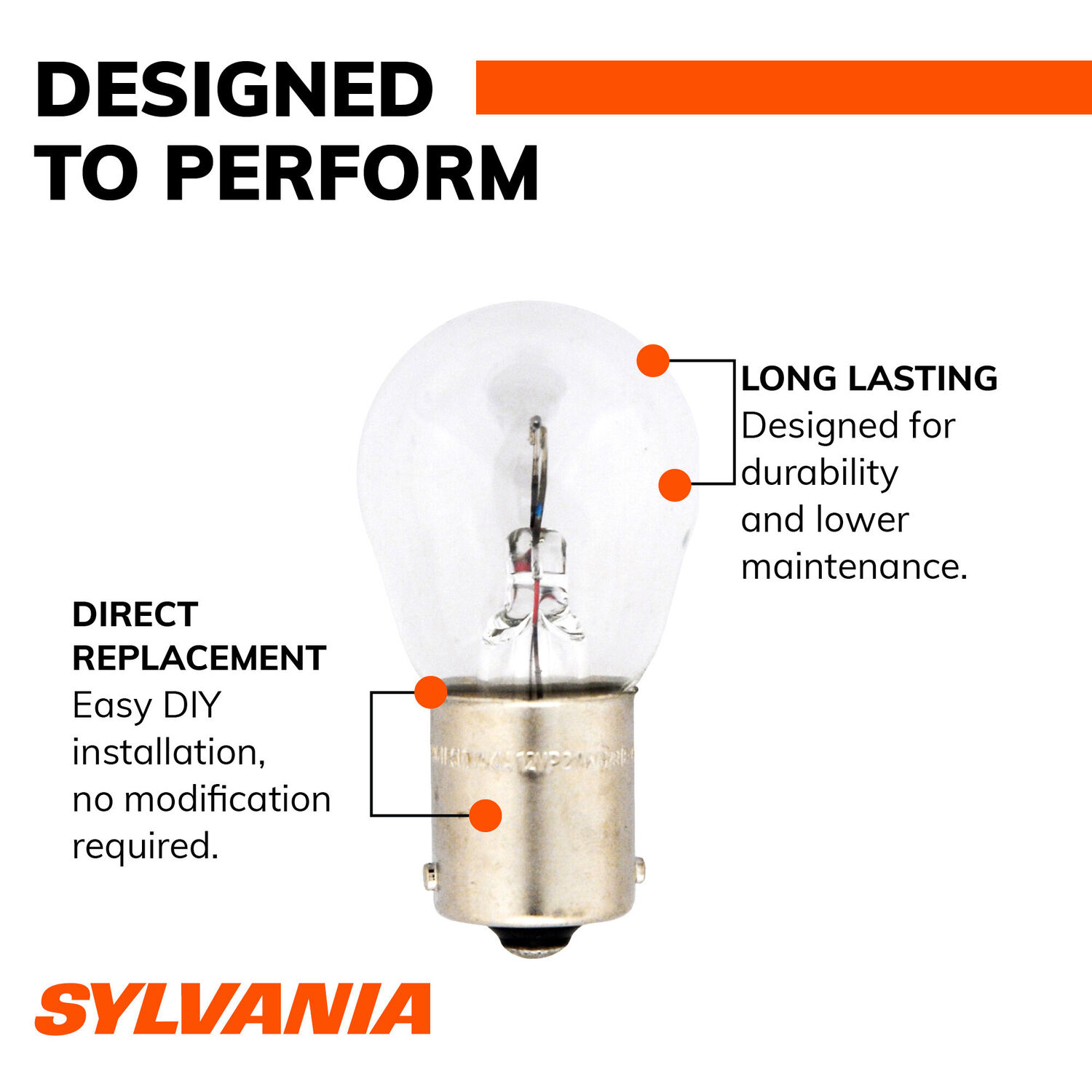 Sylvania Automotive 1156 Long Life Mini Bulb, 2-Pk