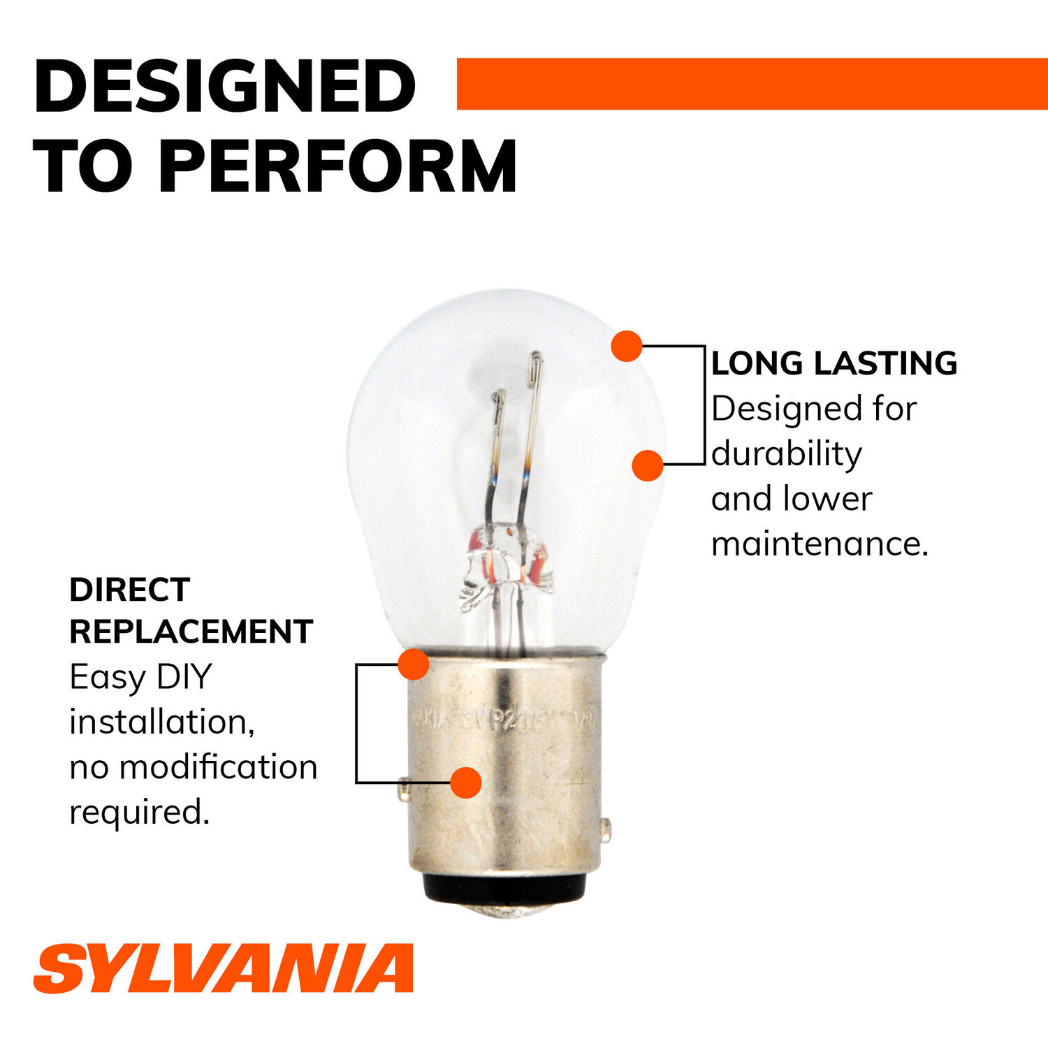 Sylvania Automotive 2057 Long Life Mini Bulb, 2-Pk