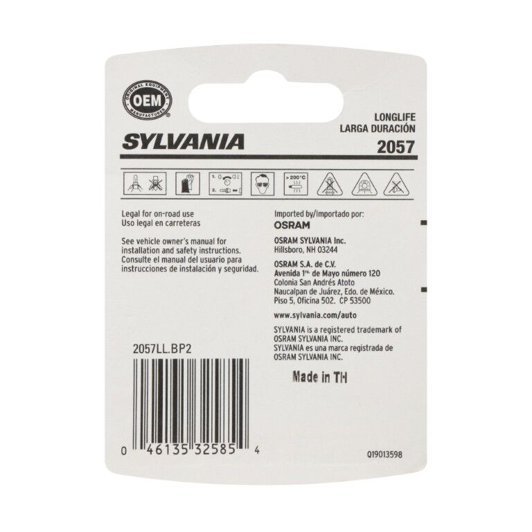Sylvania Automotive 2057 Long Life Mini Bulb, 2-Pk