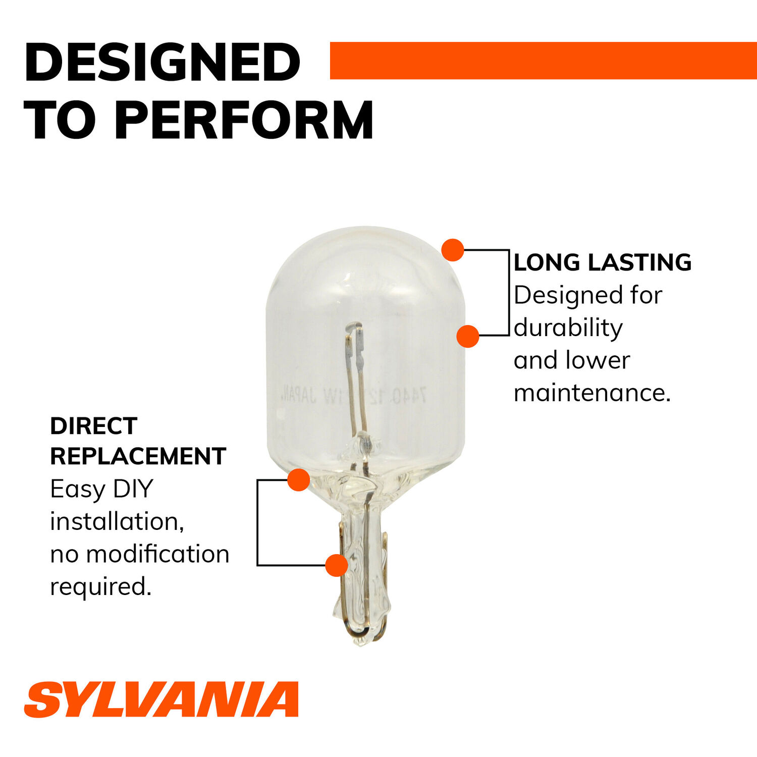 Sylvania Automotive 7440 Long Life Mini Bulb, 2-Pk