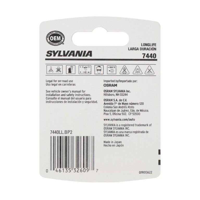 Sylvania Automotive 7440 Long Life Mini Bulb, 2-Pk