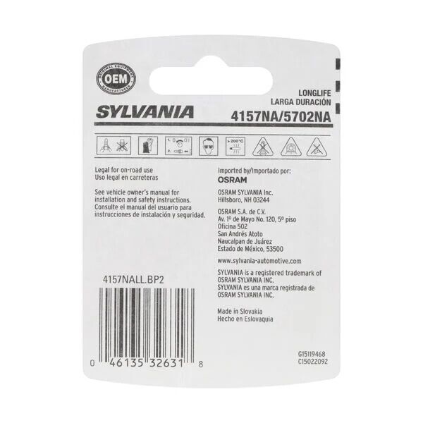 Sylvania 4157NA Long Life Mini Bulb, 2-Pk
