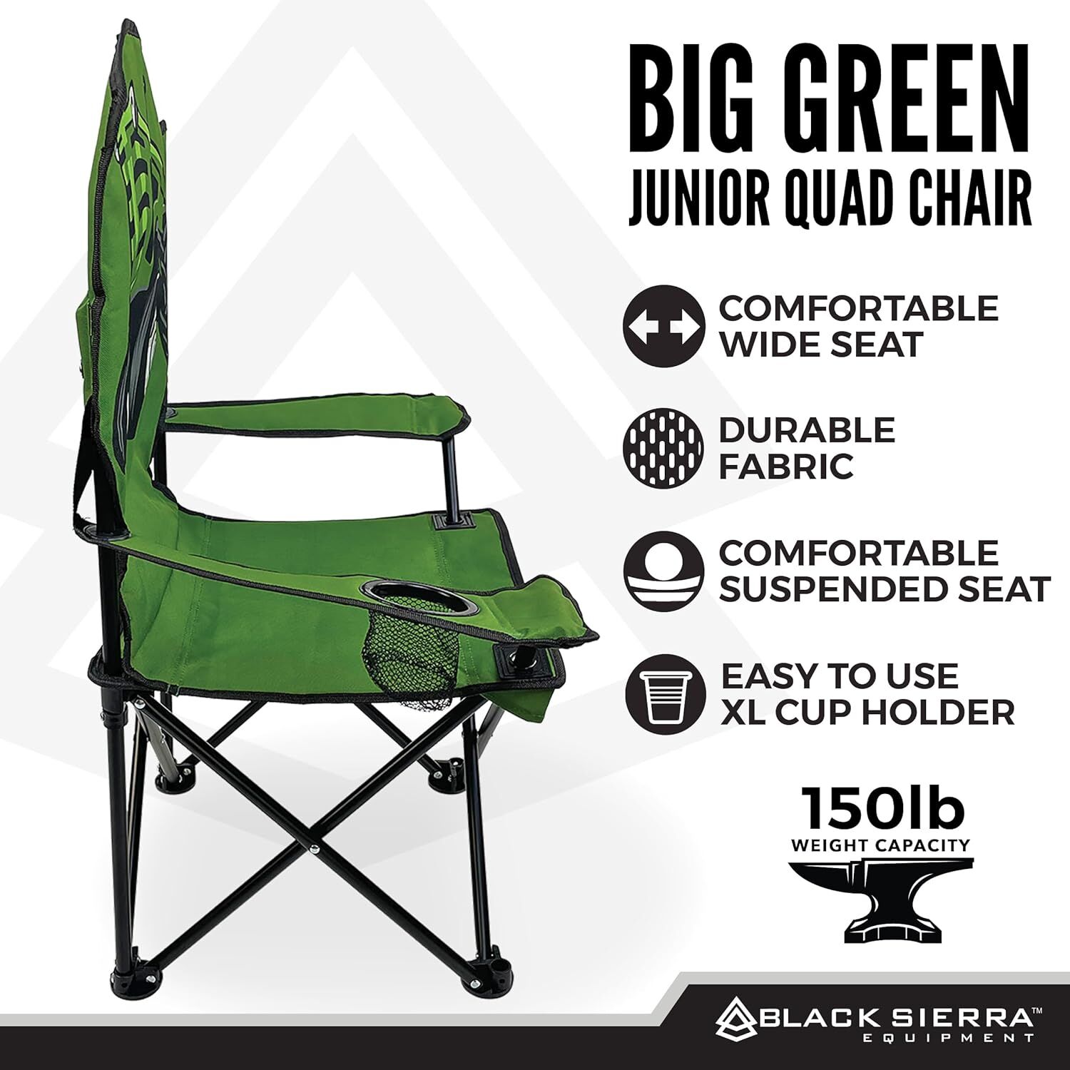 Black Sierra Kids' Green Tractor Camp Chair 