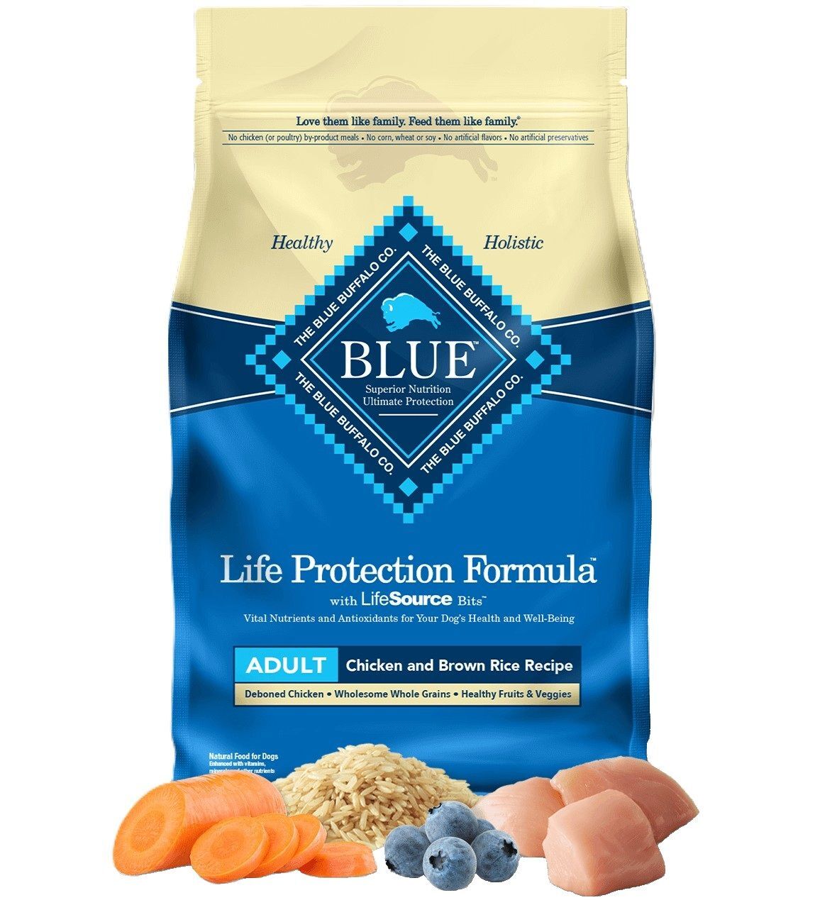 Blue Buffalo Life Protection Formula Adult Dog Chicken and Brown Rice Recipe Dog Food, 15-Lb