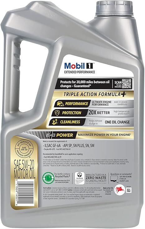 Mobil 1 Extended Performance 5W-20 Motor Oil, 5-Qt