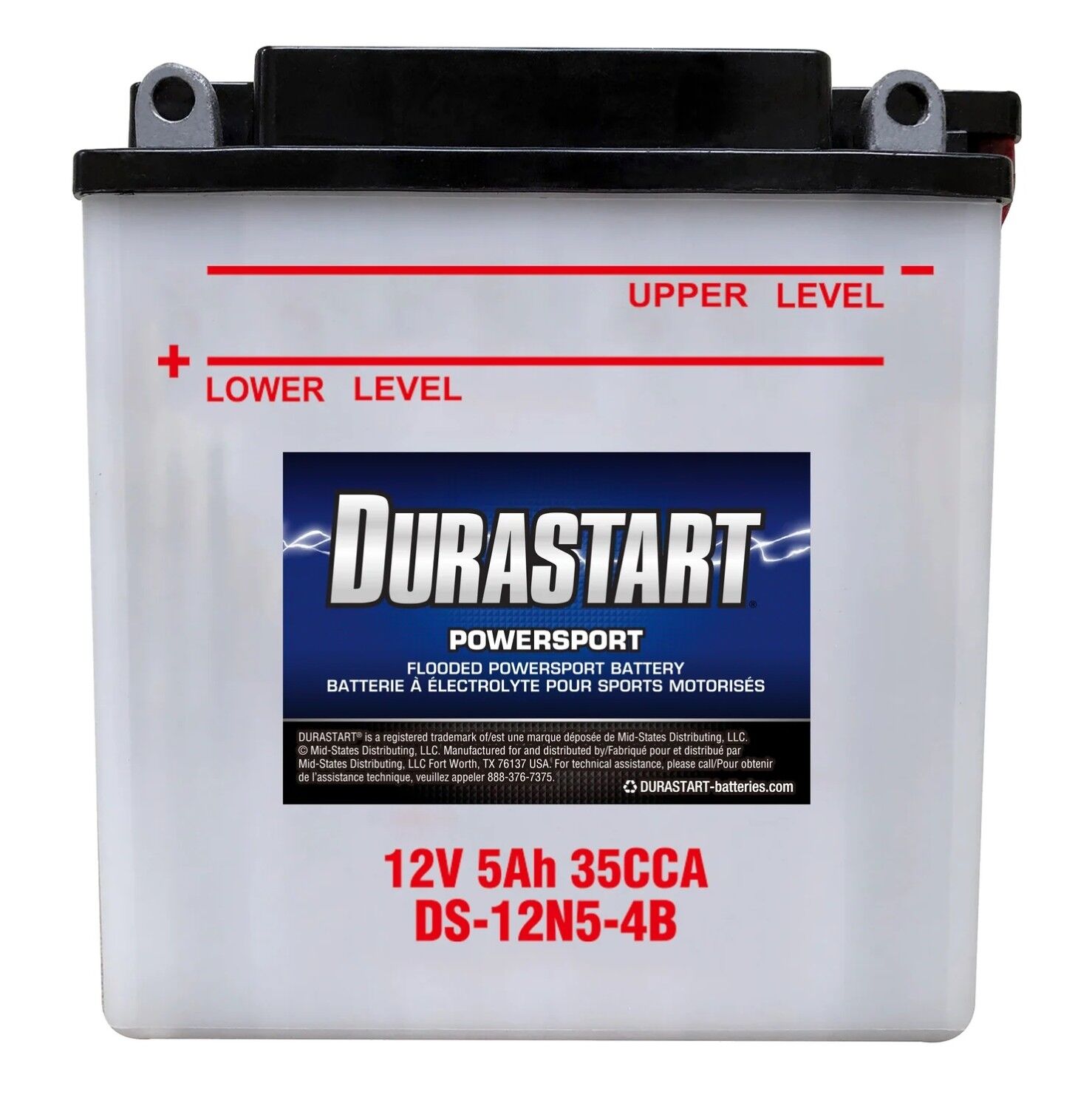 Durastart Flooded Powersport Battery 12N5-4B, 12V, 5Ah, 35 CCA