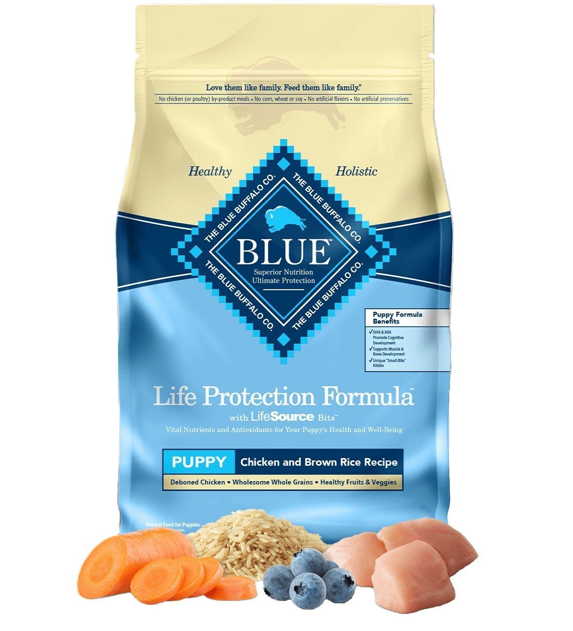 Blue Buffalo Life Protection Formula Puppy Chicken and Brown Rice Recipe Dog Food, 5-Lb