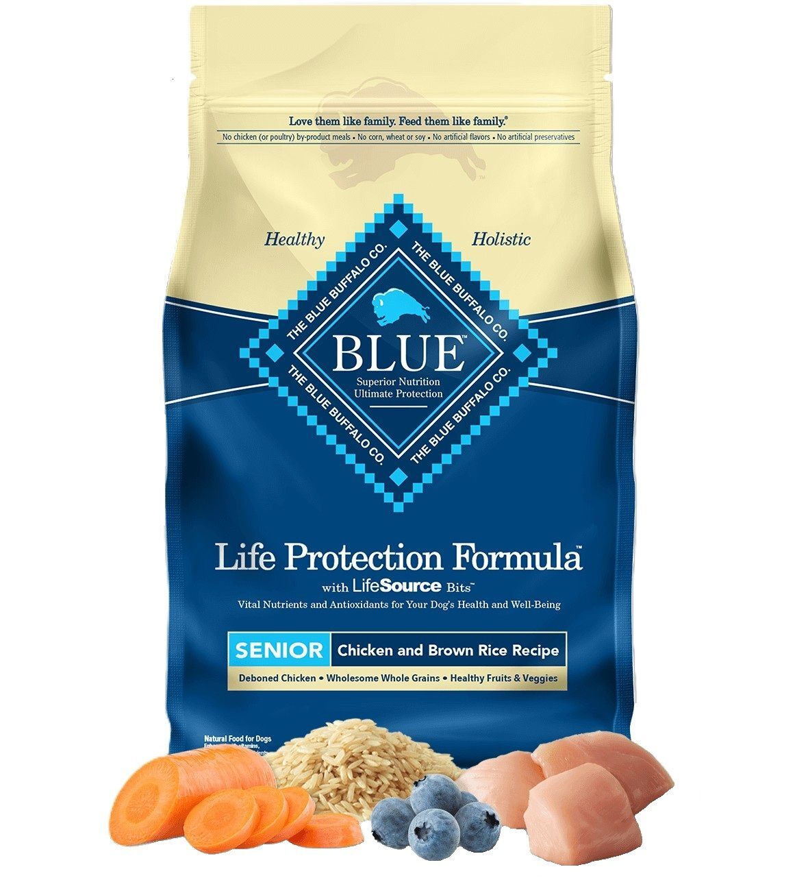 Blue Buffalo Life Protection Formula Senior Dog Chicken and Brown Rice Recipe Dog Food, 5-Lb