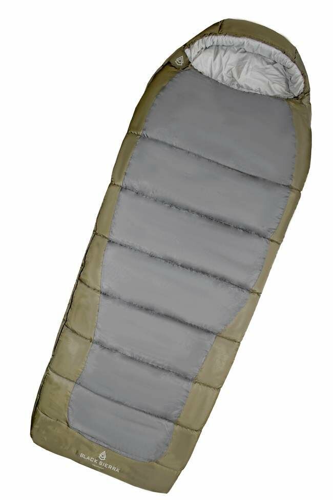 Sierra Sleeping Bag 0 Degree Hooded - Green/Gray, 36 in X 92