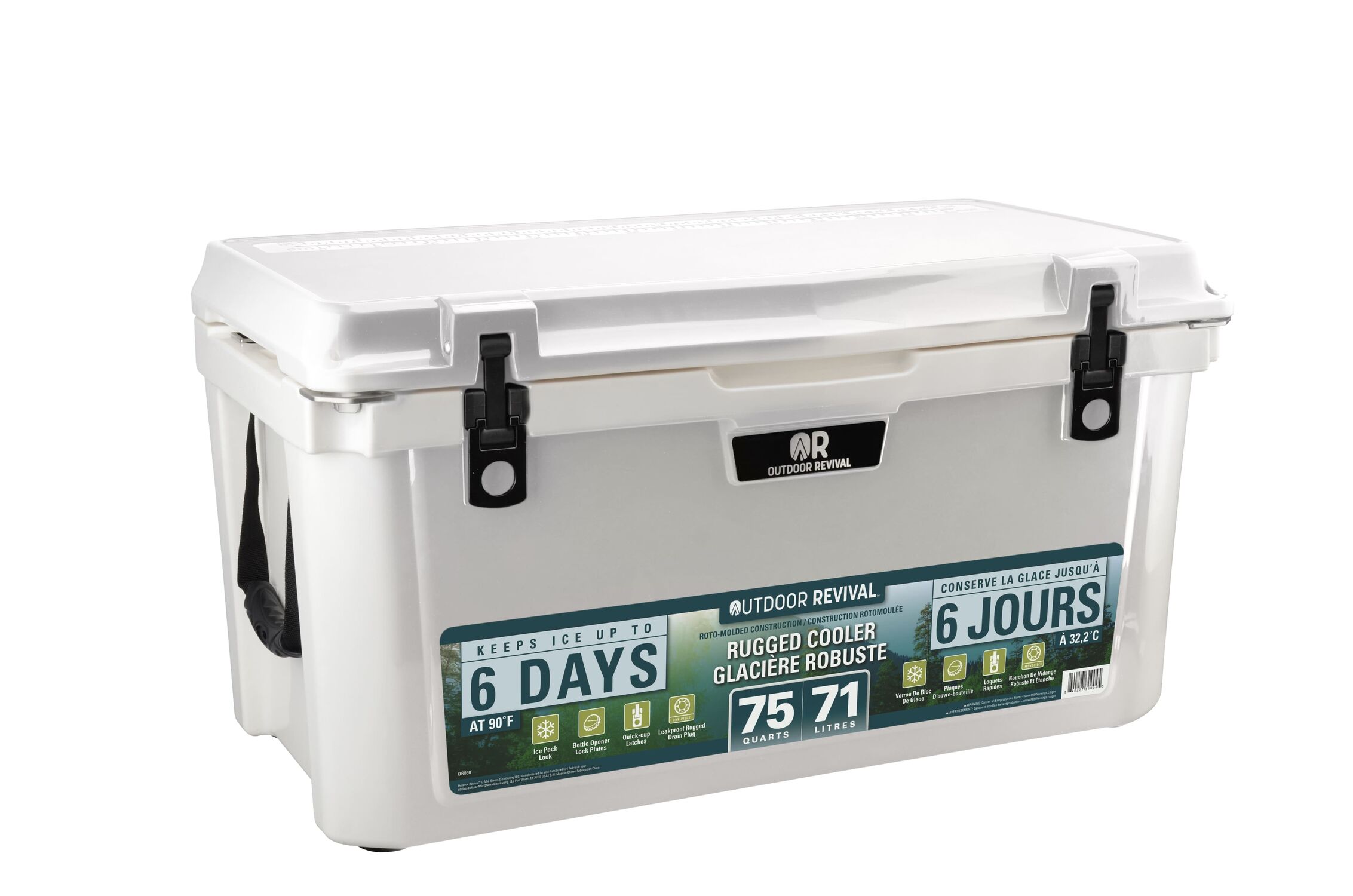 Outdoor Revival White Rugged Hard Cooler, 75-Qt