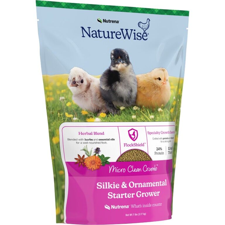 Nutrena Naturewise Silkie & Ornamental Starter Grower 24% Protein Micro Clean Crumb, 7-Lb