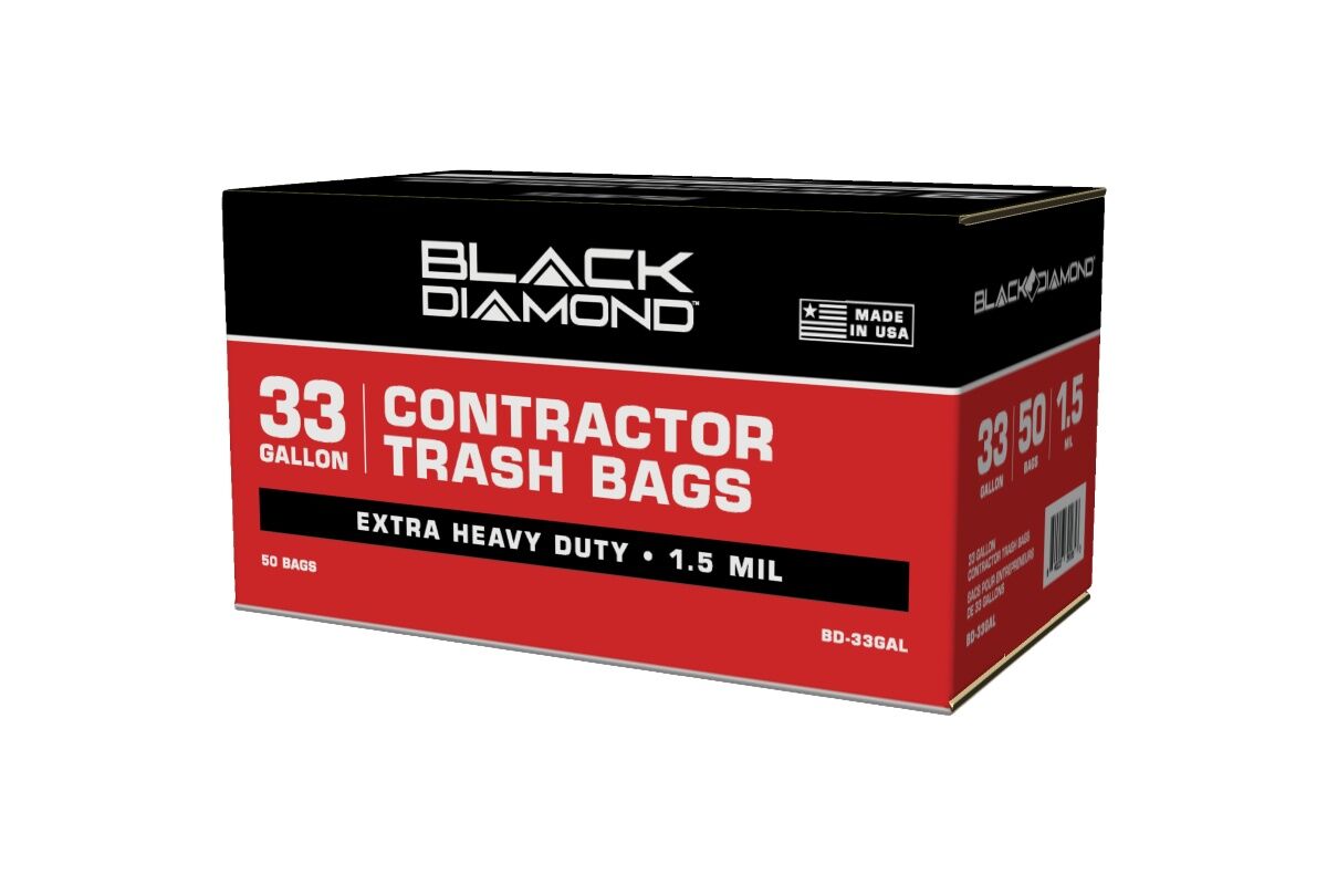 Black Diamond Contractor Trash Bags, 33 gal.