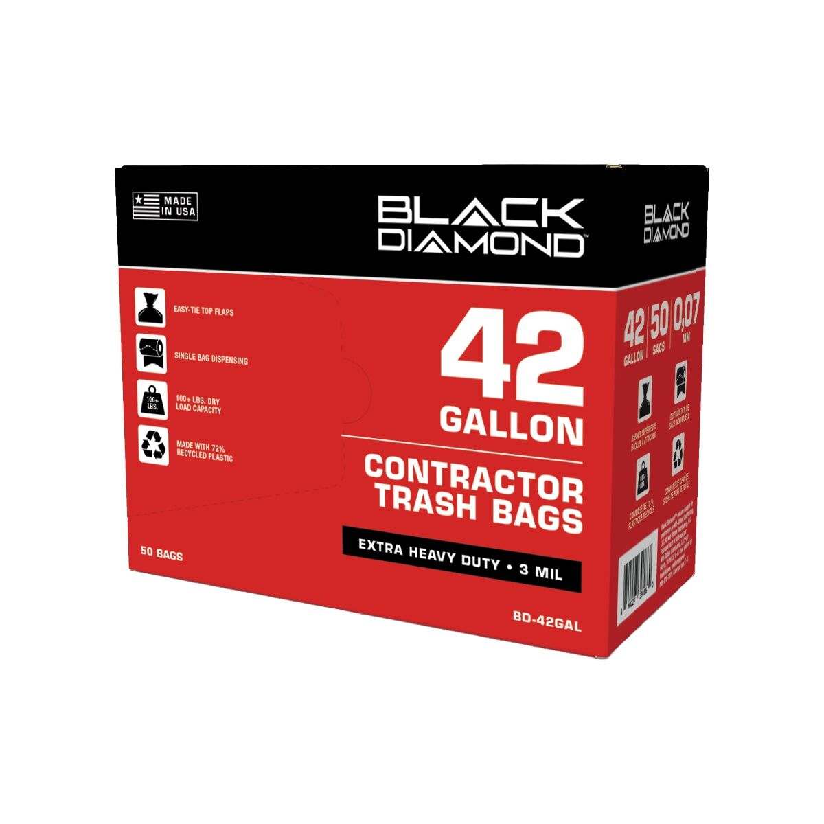 Black Diamond Contractor Trash Bags, 42 gal.