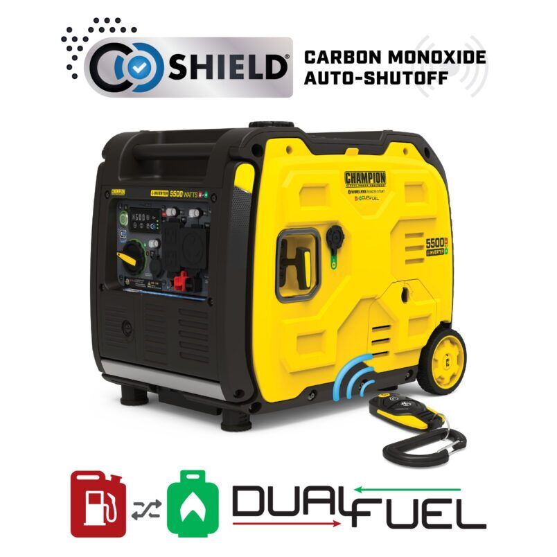 Champion Power Equipment 5500-Watt Portable Dual-Fuel Wireless Start CO Shield Inverter Generator