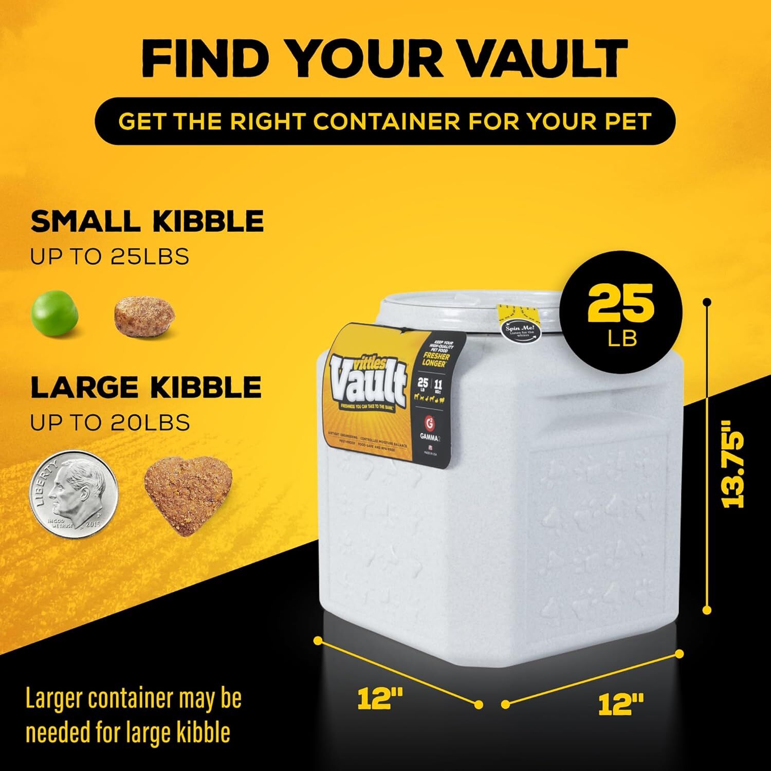 Gamma2 Vittles Vault Pet Food Storage Container, 25-Lb