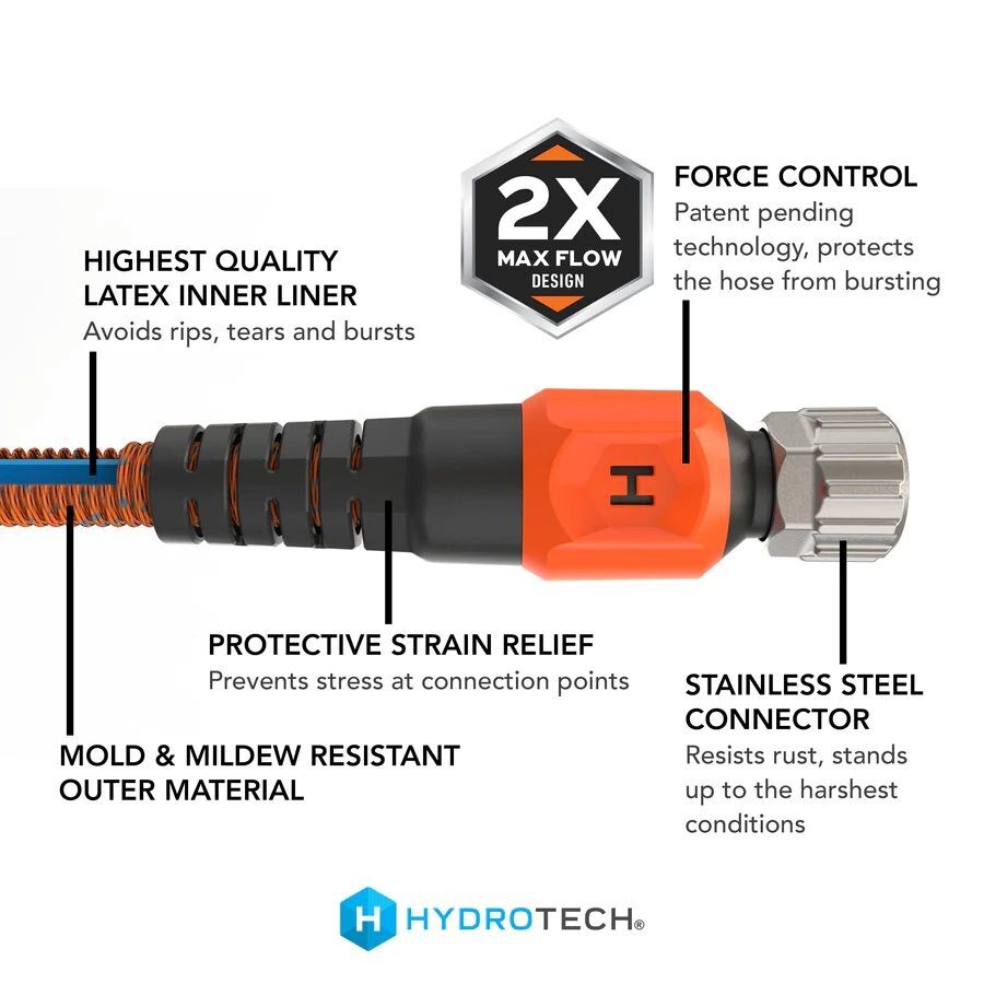 HydroTech Orange Pro Series Expandable Burst-Proof Hose, 3/4-In x 75-Ft