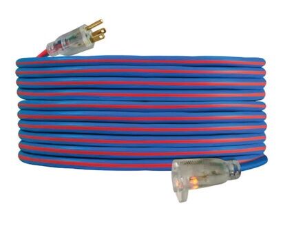 USW NEMA 5-15 Red/White/Blue 14 Gauge 3 Conductor Grounded Illuminated Extension Cord, 300-V, 25-Ft