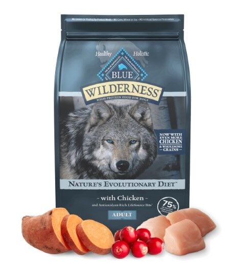Blue Buffalo Wilderness Adult Dog Chicken with Wholesome Grains Recipe Dog Food, 24-Lb