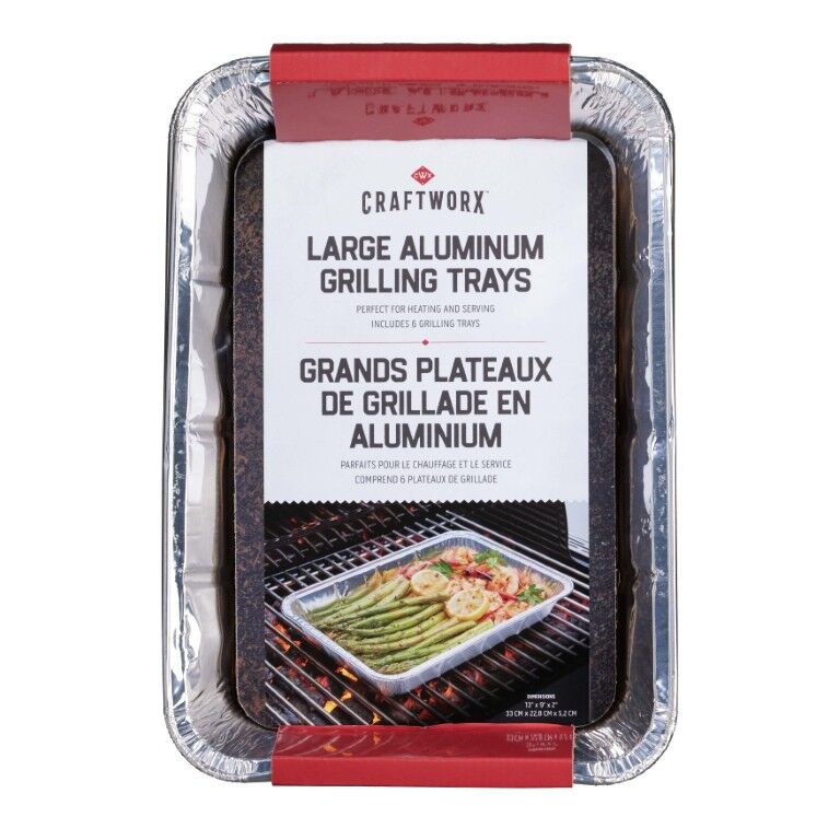 Craftworx Large Aluminum Grilling Trays, 13 X 9 X 2-In, 6-Pk